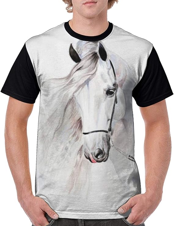 Amazon Co Jp 馬柄 白 Tシャツ メンズ 半袖 男性ファッションなtシャツ シンプル 日常t Shirt イベント夏服 吸汗 速乾 カジュアル 服 ファッション小物