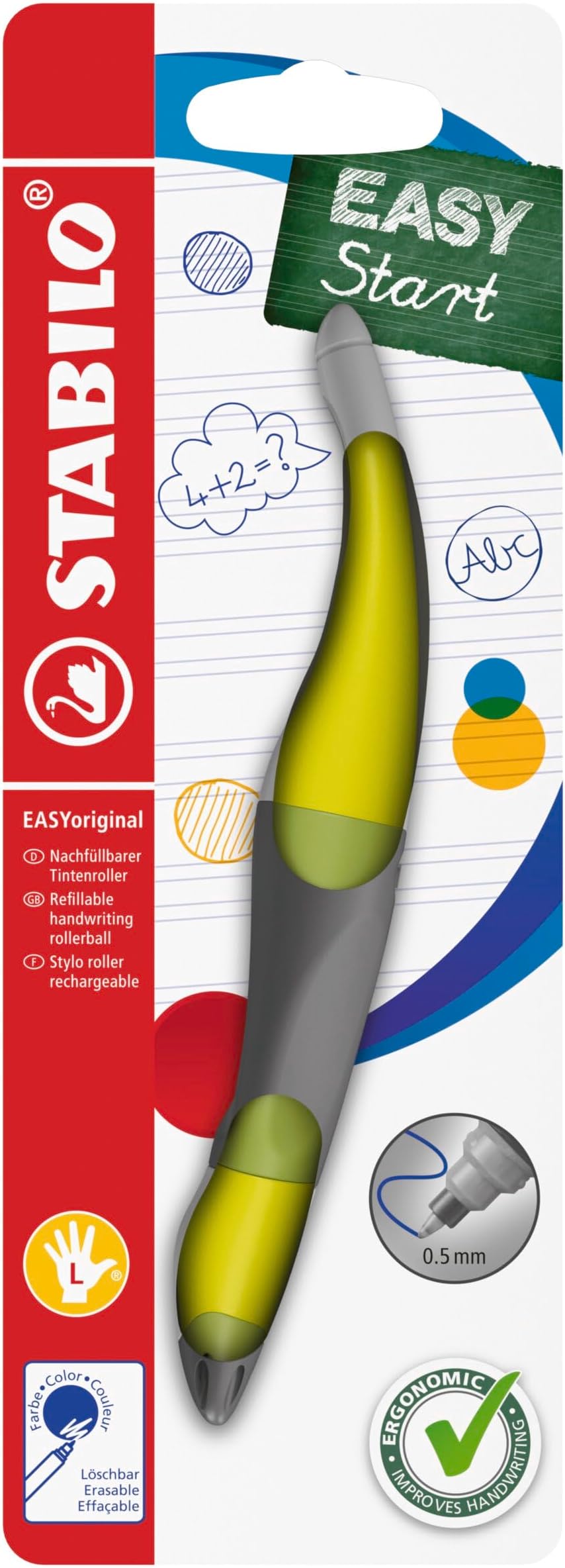 STABILO EASYoriginal Ergonomic Left-Handed Rollerball Lime Pack 1
