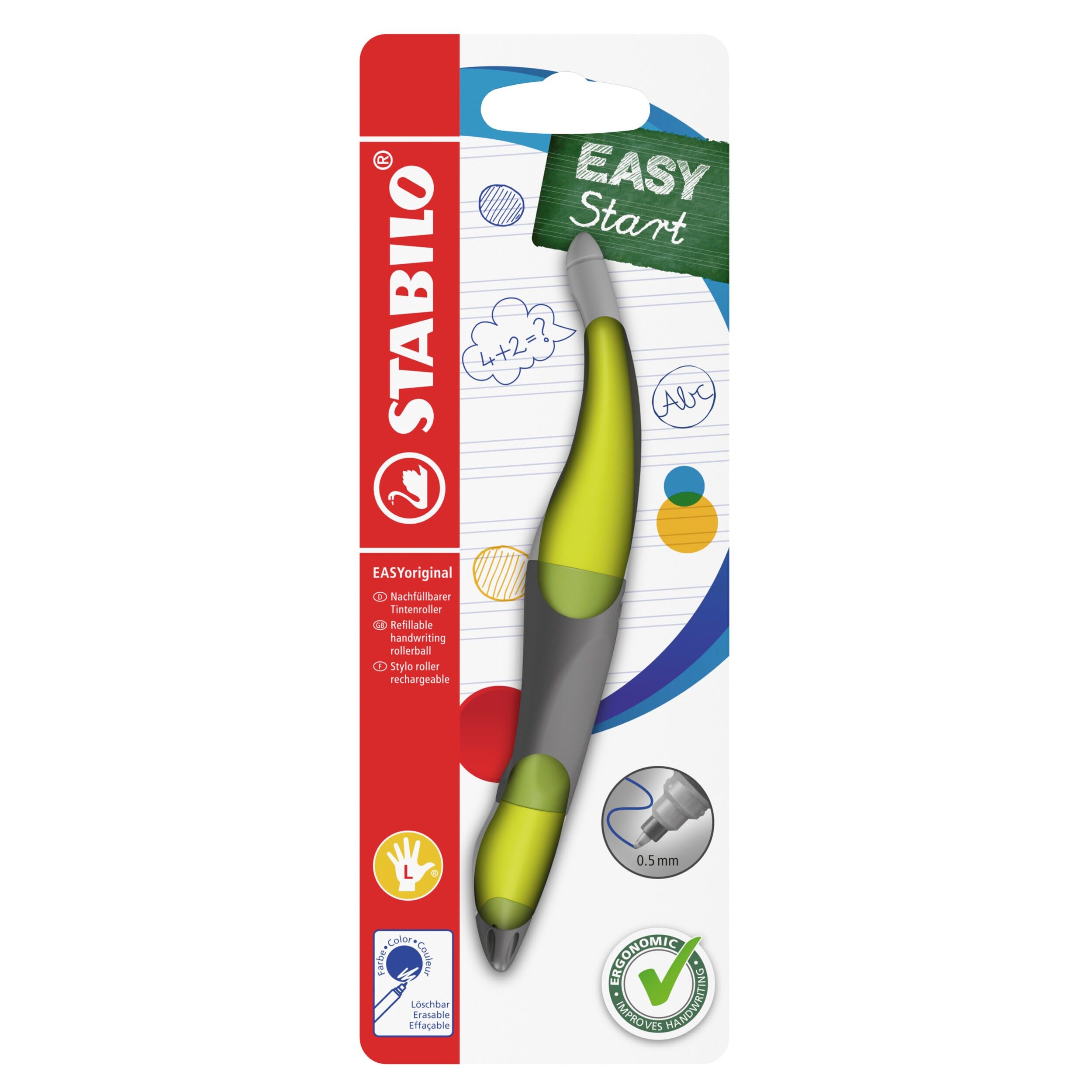 STABILO EASYoriginal - Ergonomic Rollerball - Left-Handed - Pack of 1 - Lime/Green