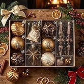 Valery Madelyn Ornaments for Christmas Trees, 50ct Bronze Copper Brown and Gold Shatterproof Christmas Tree Decorations, Luxury Hanging Ball Ornaments Bulk for Fall Thanksgiving Autumn Harvest Xmas