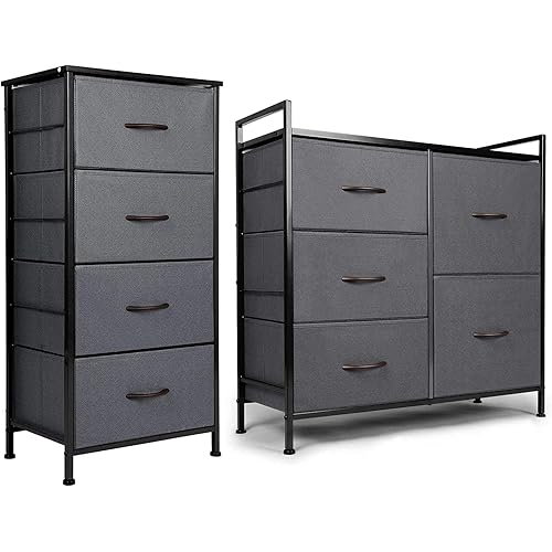 ODK 4 Drawer Dresser (Dark Grey) & 5 Drawer Dresser (Dark Grey)