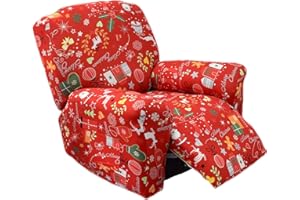 Eco-Ancheng Christmas Recliner Slipcovers Lazyboy Recliner Covers Recliner Couch Covers Recliner Chair Cover Non Slip Reclining Slipcovers with Storage Pockets Furniture Protector for Living Room