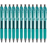 Writon Retractable Gel Pens, Comfort Grip, 0.7mm Fine Point, Dark Green Ink, 12 Pack