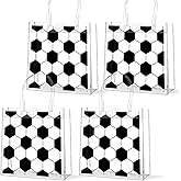 Lonfliness 12Pcs Soccer Clear PVC Gift Bags With Handles Bulk Sport Theme Goodie Treat Candy Bags Team Present Wrap Tote Bag for Boys Birthday Party Favor Baby Shower Decorations Supplies 8 x 8 x 3in