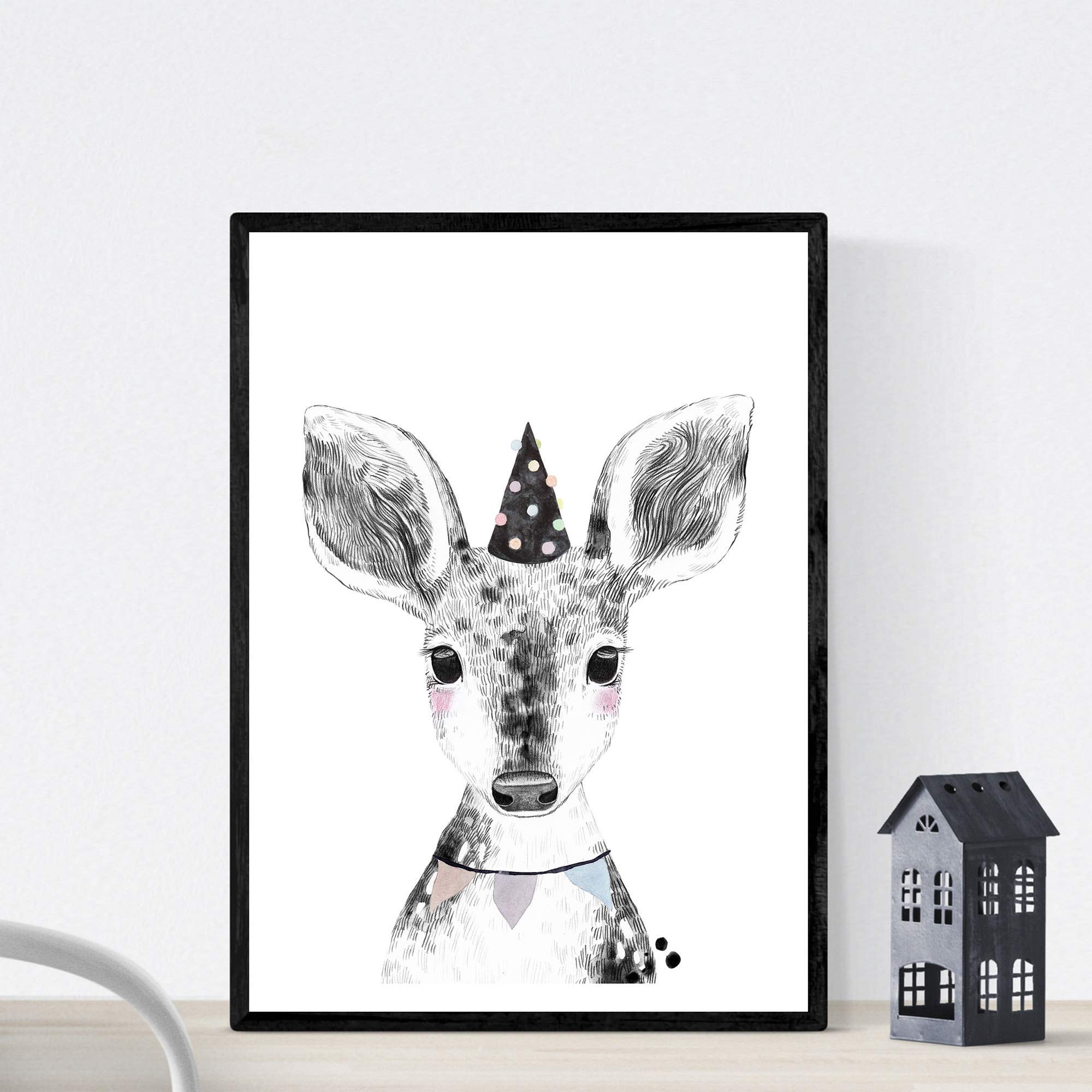 Nacnic Infant baby deer holiday film poster animals Children Size A3 Frameless