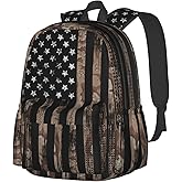 sunwarshile Camo Vintage American Flag Backpack Book Bags Lightweight Casual Laptop Backpacks Travel Daypack For Man Woman