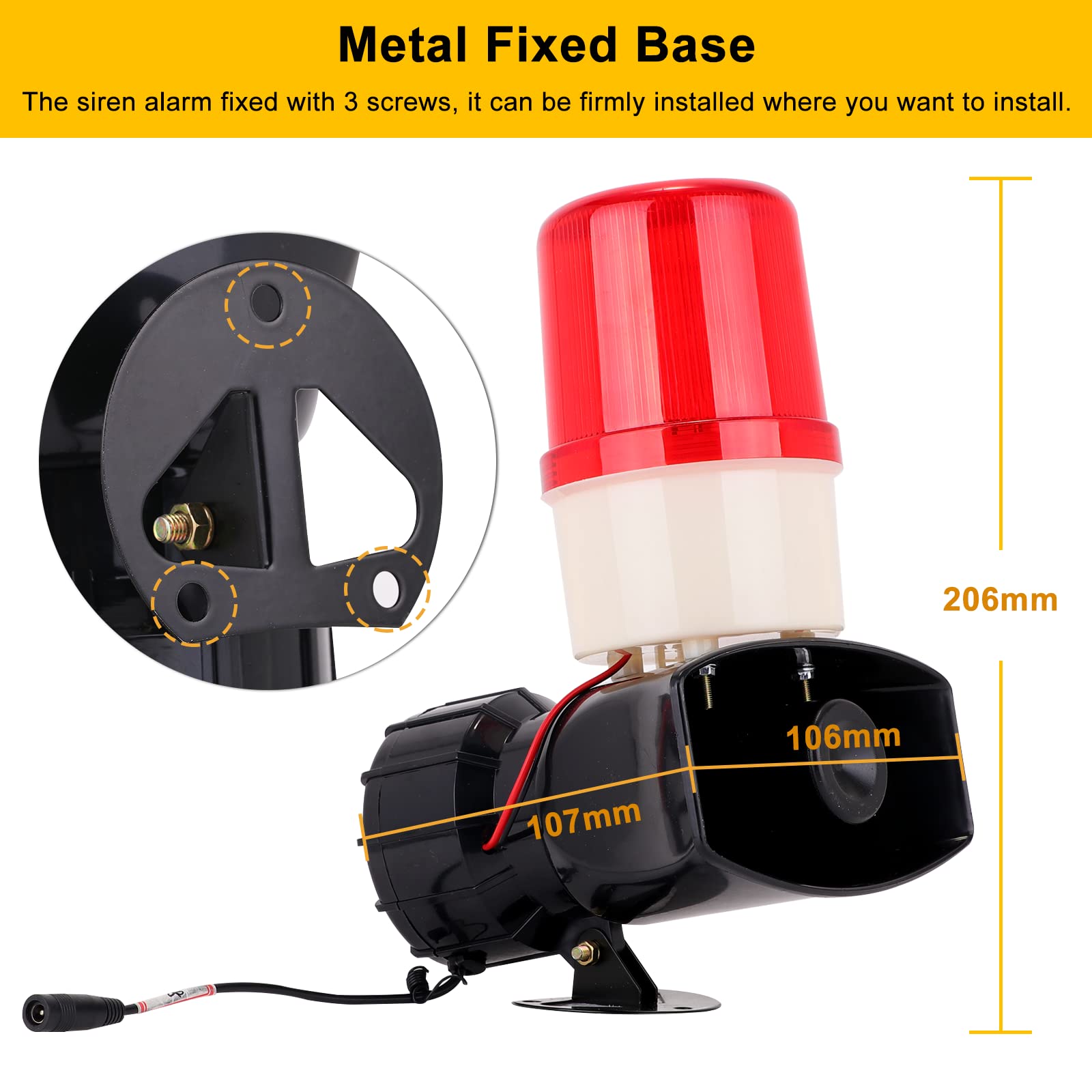 Alarm Siren 110volt Siren Alarm Strobe Light Security Siren Horn Alarm Emergency Warning Flashing Light for Outdoor Home Garage Door Partying Loud 120db Siren Strobe Alarm
