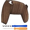 eXtremeRate Wood Grain Patterned Soft Touch Custom Back Plate Bottom Shell Compatible with ps5 Controller, Replacement Back Shell Cover Compatible with ps5 Controller