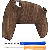 eXtremeRate Wood Grain Patterned Soft Touch Custom Back Plate Bottom Shell Compatible with ps5 Controller, Replacement Back Shell Cover Compatible with ps5 Controller