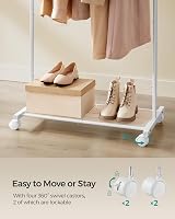 SONGMICS Clothes Rack on Wheels with Storage Shelf 74 cm Long White HSR130W01 view 5