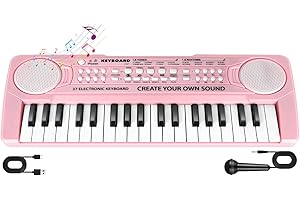 TWFRIC 37 Key Pink Piano for Kids Music Toys for 3+ Year Old Girls Upgrade Keyboard Piano for Beginners Kids Toy Piano with Microphone Toys for 3 4 5 6 7 8 Year Old Girls Boys Gifts Age 3-8