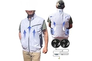 HNH HEALTH AND HAPPINESS Cooling Vest for Men and Women with Air Conditioning Fans，Water-resistant Surface Lightweight Quick Dry with UV Protection