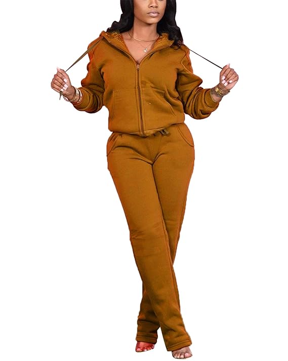 Buy Women's Fleece Lined Two Piece Outfits Tracksuits Jogging Suits 2
