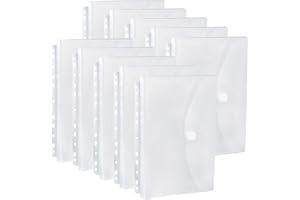 FANWU 10 Pack Expandable Poly Binder Pocket, 3/4-inch Gusset, Letter Size, 11 Holes Punched, Index Dividers Pocket Folders Plastic Envelopes Clear Document Folders for Ring Binder