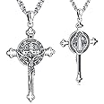 Eusense Cross Necklace for Women Men Crucifix Pendant Sterling Silver 925 Cruz De Caravaca Cross Jesus Crucifix Jewelry