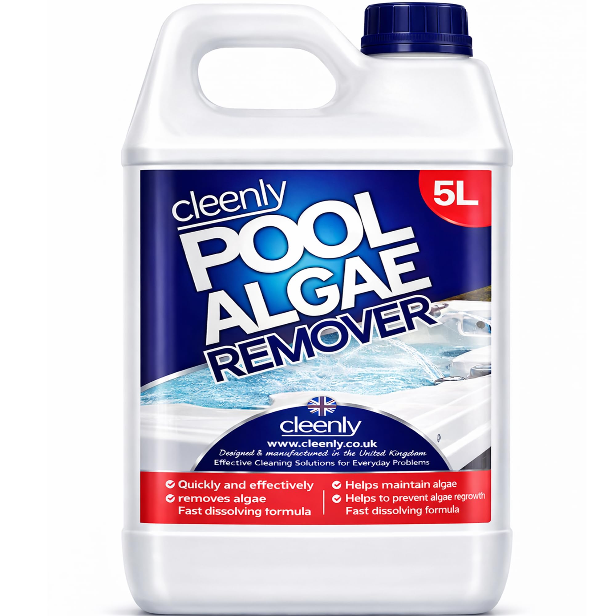 Cleenly Pool Algae Remover - Removes & Prevents the Growth of Green in Water - Super Concentration and Long Lasting 5L