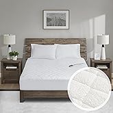 Woolrich Heated Mattress Pad Twin XL - Sherpa Electric Mattress Topper, Auto Shut Off, 5 Heat Levels Controller, Deep Elastic Pocket Up to 17" Mattress, UL Certified, Machine Washable, Twin XL White