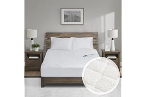 WOOLRICH JOHN RICH & BROS. Woolrich Heated Mattress Pad Twin XL - Sherpa Electric Mattress Topper, Auto Shut Off, 5 Heat Levels Controller, Deep Elastic Pocket Up to 17" Mattress, UL Certified, Machine Washable, Twin XL White