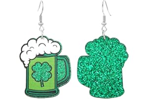 QIOJIRMU St Patrick's Day Earrings for Women Girls,Shamrock Dangle Earrings Green Clover Hat Drop Earrings Good Luck Hat earrings st. patricks day accessories Jewelry Gift
