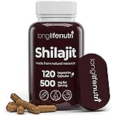 Shilajit Pure Himalayan Extract 500mg with 15% Fulvic Acid 500mg - 120 Vegetarian Capsules, 4 Month Supply, Organic Supplement for Vitality & Mental Clarity, Made in USA, Gluten Free, Non-GMO