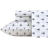 Nautica - Sheets, Cotton Percale Bedding Set with Matching Pillowcases, Crisp & Cool, Deep Pocket (Windtale Boat Navy, King)