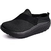 SIYAKE Women's Knitted Platform Mules with Arch-Support Breathable Slip On Orthopedic Diabetics Backless Sneakers Comfortable Non-Slip Walking Shoes