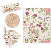 BabyWhale Muslin Swaddle Blanket with Hat and Headband Bow, Floral Pattern Swaddle Set for Baby Boys & Girls, Unisex Newborn Soft Receiving Swaddle Wrap, 47x47 inches