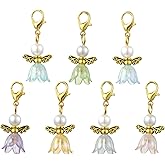 MakemadeDIY 10-70Pcs Angel Wing Pendants Charms Miexed Color Acrylic Beads Charms Golden Dangle Pendants with Lobster Claw Clasps for Necklaces Bracelets Earrings Jewelry Making and Crafting