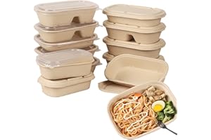 XIAOHONG 50 Pack Disposable Food Containers, eco-friendly Food Storage Containers with Lids, Microwaveable Takeout Boxes 24oz, Bento Boxes Made of Sugar Cane Fibers