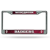 Rico Industries NCAA Wisconsin Badgers 12" x 6" Silver Chrome Frame W' Decal Insert Car/Truck/SUV Auto Accessory