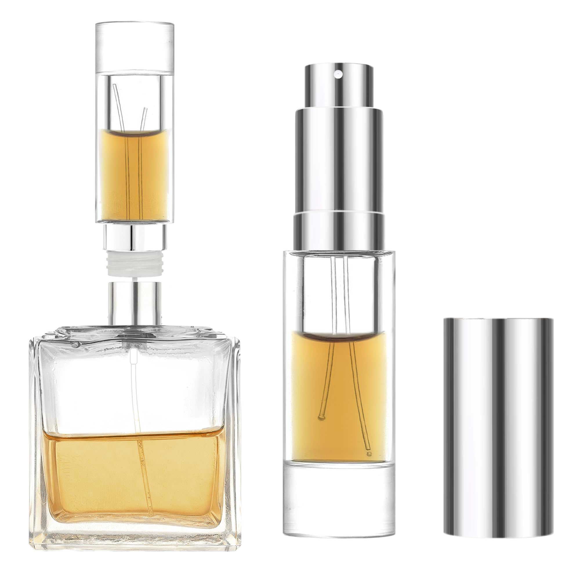 MUB Perfume Travel Refillable Atomizer Bottle 5ml Glass Overmolding Unique Top-Filling Leak-Proof Spray Bottle Atomizer Sprayer for Perfume Cologne Mini Travel Size Empty Pocket Portable