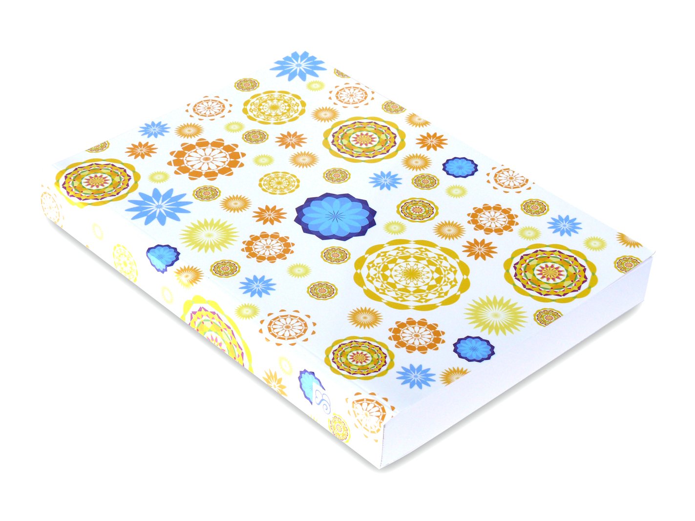 Write Change Notebook Soft Cover White, A5, 200 Sheet=400 Pages, Dotted, 90 G/Qm, Notepad, Diary, Writing Pad, Einschreibbuch "Charming Kaleidoskopblumen" - Blue Orange Yellow