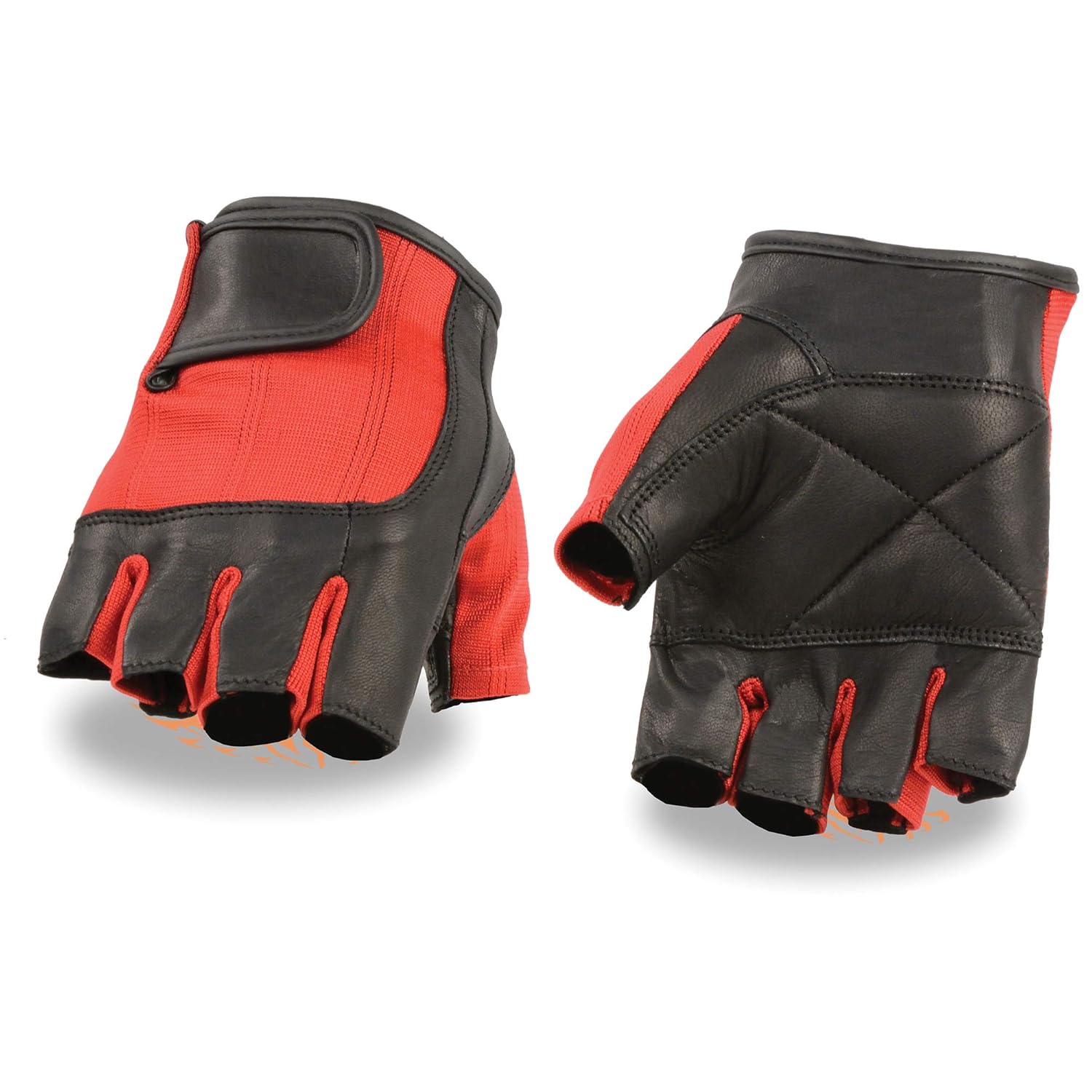 Gloves Milwaukee Leather UnisexAdult Fingerless Glove Black/Red XX