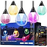 Govee Outdoor Clear Bulb String Lights, 96ft RGBWIC Outdoor String Lights with 30 Dimmable Warm White LED Bulbs, 111 Scene Modes for Patio, Backyard, IP67 Waterproof, Works with Alexa, Google & Matter
