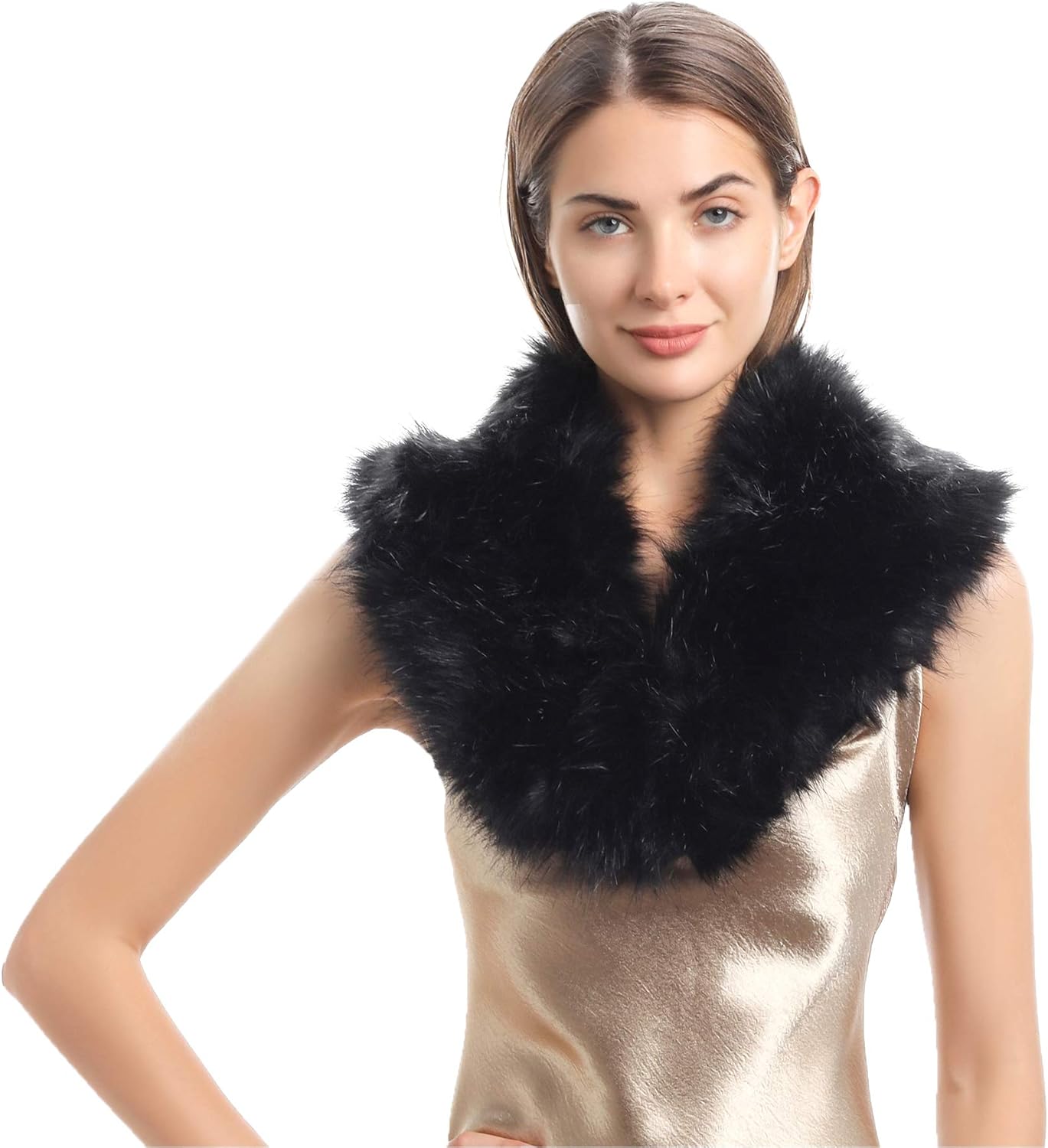 La Carrie Women's Faux Fur Collar Scarf Wrap Cold Winter Warmer: Clothing