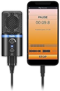 IK Multimedia iRig Mic Studio Digital Studio Microphone for iPhone, iPad, Android and Mac/PC (Black)