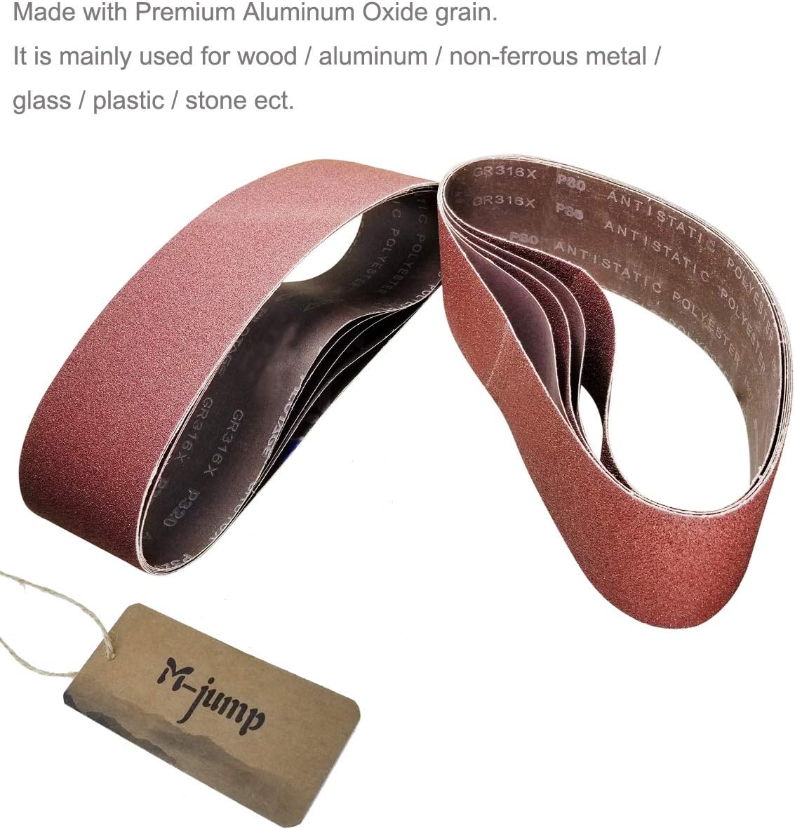 M-jump 12 Pcs 4 x 36 Inch Aluminum Oxide Sanding Belt - - 