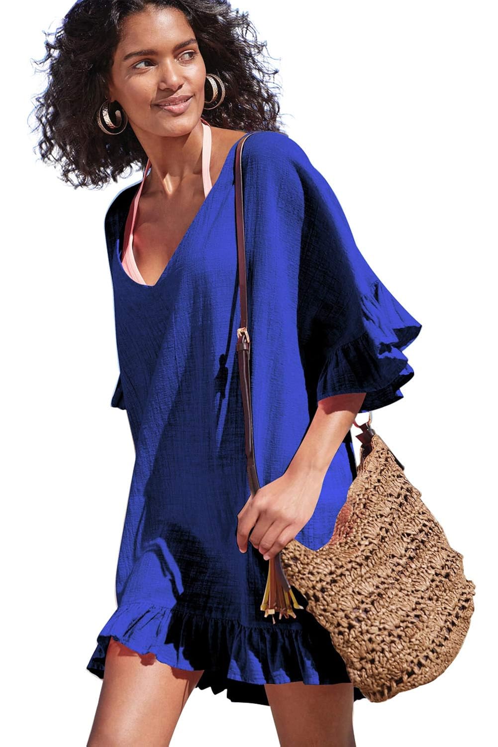 Femme Robe De Plage Courte Grande Taille Avec Volant Boheme