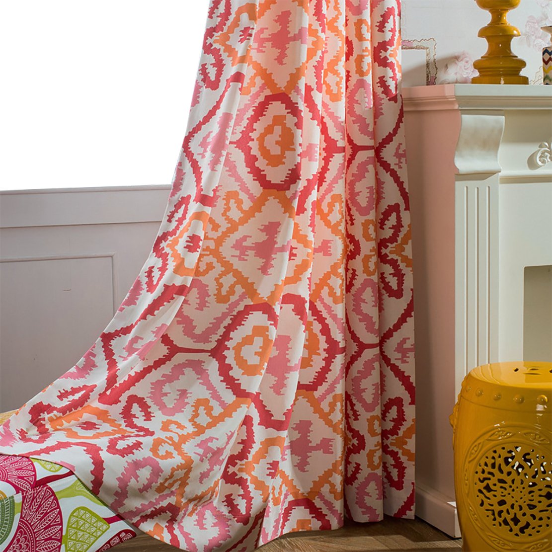 Amazon Com Anady Top Red Pink Orange Curtains Geometry Drapes 2