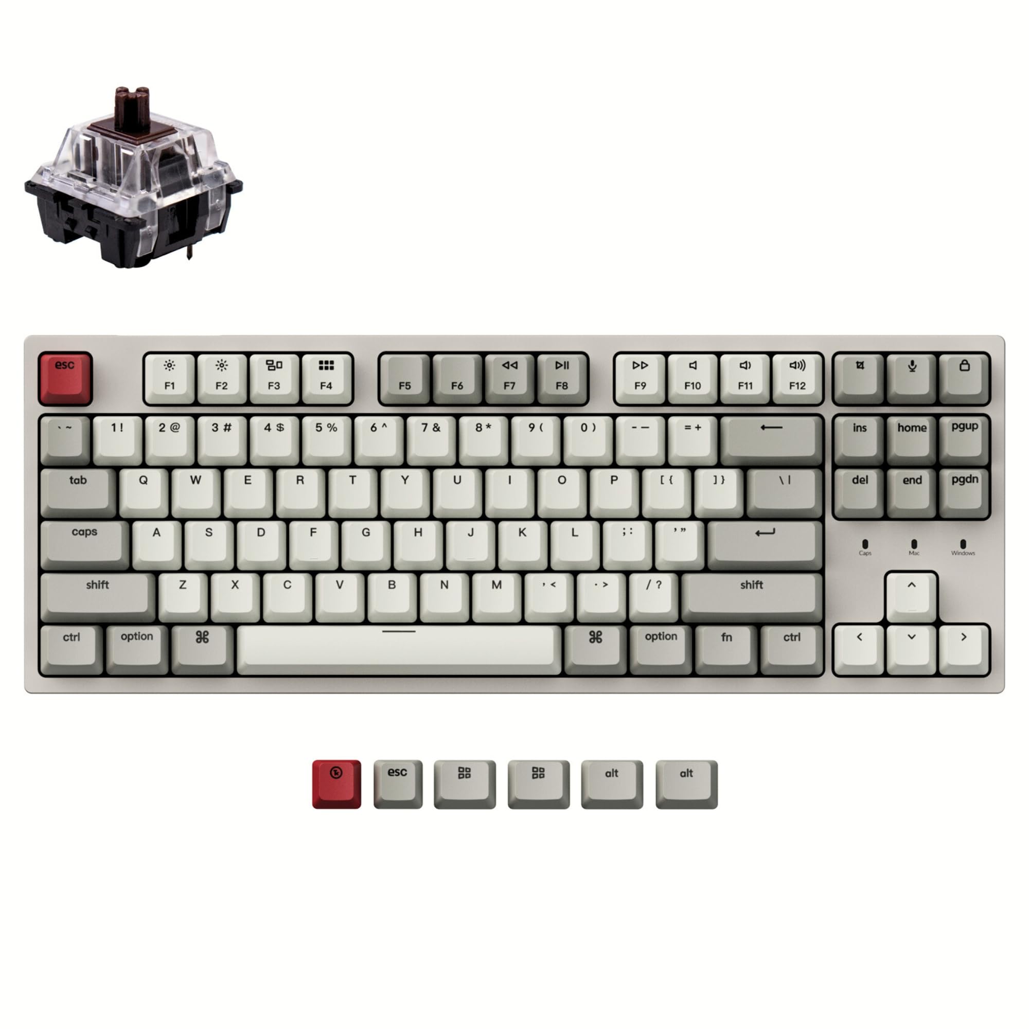 Keychron C1 Tenkeyless Layout 87 Keys Wired Mechanical Keyboard for Mac, Keychron Mechanical Brown Switch/Retro Color ABS Keycaps/USB Type-C Cable Computer Gaming Keyboard for Windows PC Laptop