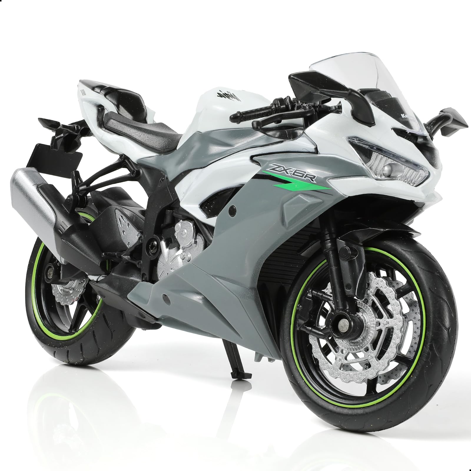Risopen 1:12 Motorcycle Model Compatible for Kawasaki Ninja ZX-6R Alloy Diecast Motorcycle Model Toy Mini Moto Gift (Grey)