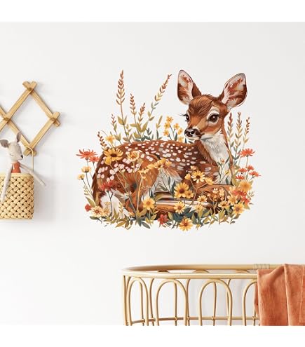 Watercolor Fox Family Wall Decal - Removable Nursery Animal Sticker, Waterproof & Easy Peel & Stick For Kids Room, Classroom