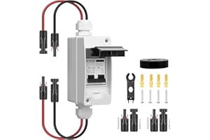 YQBYJING DC AC 20Amp Solar Panel Disconnect Switch Miniature Circuit Breaker 500V 2 Poles with PV Connector and IP65 Waterproof UV-Proof Box for Outdoor Solar PV Homes Battery