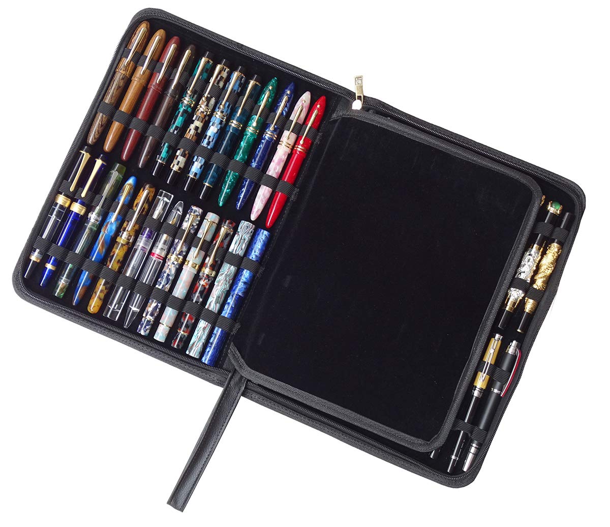 erofa 48 Fountain Pen Case PU Leather, 33 cm x 25 x 2 cm, Black-48