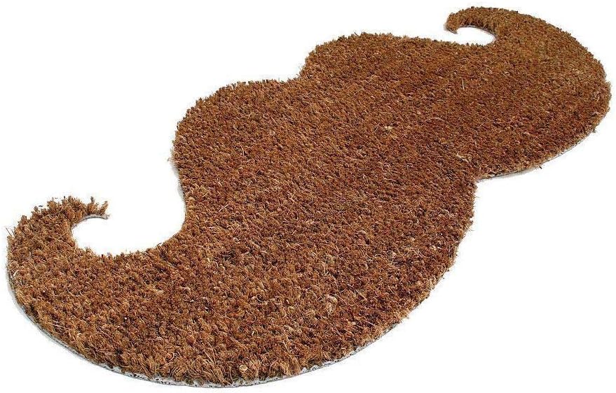 Large Brown Doormat "Handlebar Moustache" Quality Sylish Coir Door Floor Mat