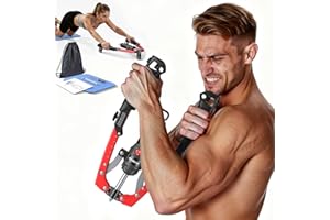 FLYBIRD Chest & Arm Twister & Core Trainer, Hydraulic Power CoreFlex Twister Chest Workout Equipment, 22-440lbs for Strength Trainer, 3-in-1 Chest Trainer with Ab Roller Wheel(Backpack &Pad Included)