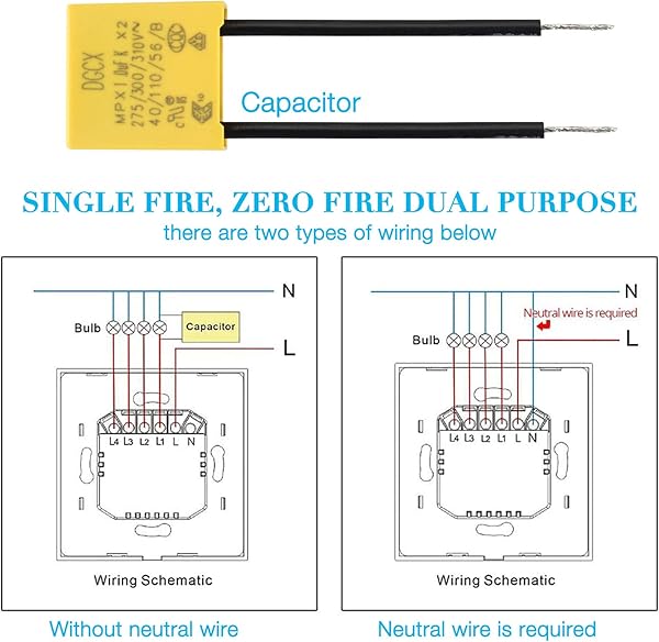 Gobesty Interruptor de Pared Wi Fi Interruptor Luz WiFi Interruptor Inteligente compatible con Alexa Google Home Smart Life Panel de vidrio tctil 2 Vas No se requiere cable neutro