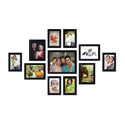 Amazon Brand - Solimo Collage Photo Frames (Set of 11, Wall Hanging),Black