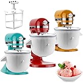 Ice Cream Maker Attachment for KitchenAid Stand Mixer, Ice Cream Bowl Compatible with 4.5Qt and Larger Stand Mixers, Ice Crea