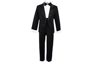 BLACK N BIANCO Boys Black Tuxedo with Tail Outfit Set